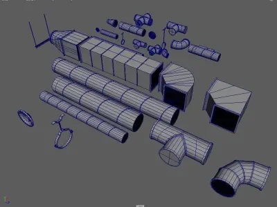 Simple Game ready modular pipes 3D model