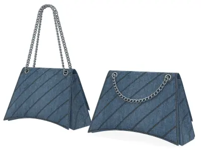 Balenciaga Crush Medium Chain Bag Quilted Denim Low-poly 3D model