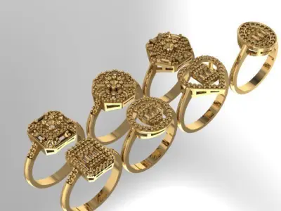 baguette ring women  7 models  3D print model