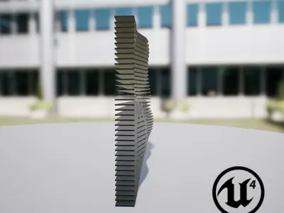 Waving Wall Panel B Low-poly 3D model