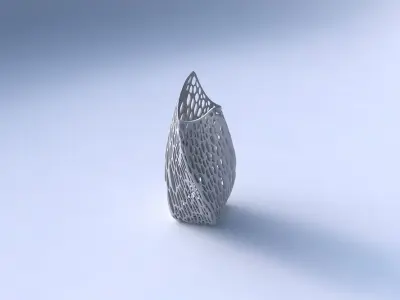 Vase double arc quadratic organic lattice and twisted thickness 3D print model