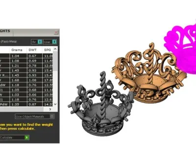 Queen crown pendant with pearl 3D print model