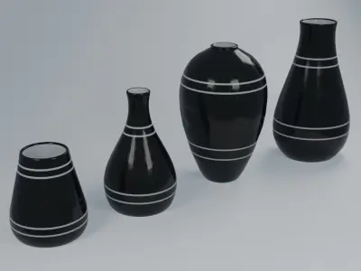 Set of Vases Free low-poly 3D model