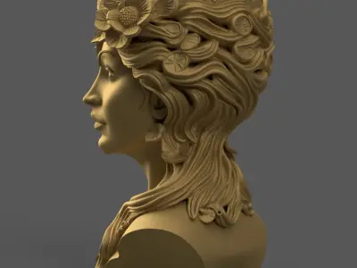 Elegant Woman Head Planter urn candy container candle holder 3D print model