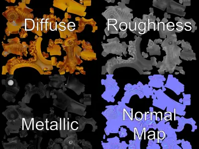 Intricate Gold Ring with Gemstone Model Pack Low-poly 3D model