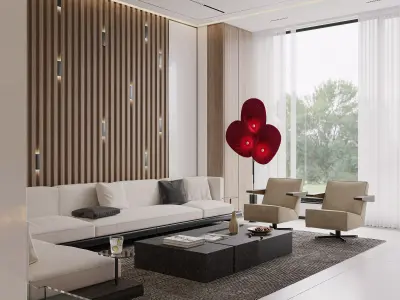 Modern living room dining room interior scenes 515 3D model