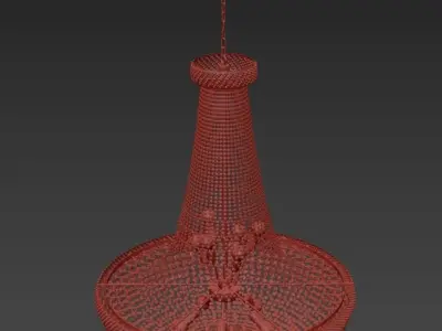 BariE15100200G chandelier with crystals and gold finish 3D model