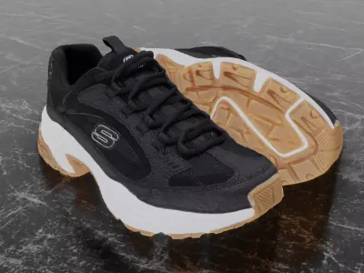 SKECHERS 3D SHOES - BLACK - WHITE - BROWN Low-poly 3D model