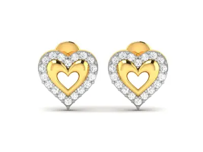 Solitaire Women Heart Earring 3D print model