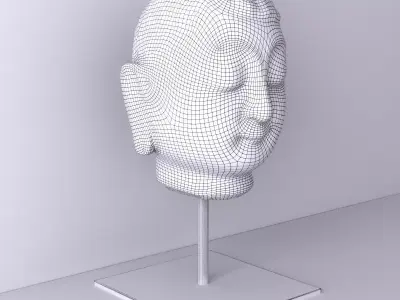 Antique Stone Buddha Head 3D model