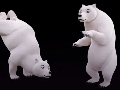 Polar Bear - Rigged Cartoon Character for Blender Low-poly 3D model