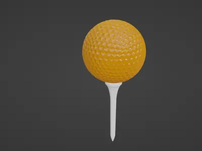 Golf Ball and Tee Low-poly 3D model
