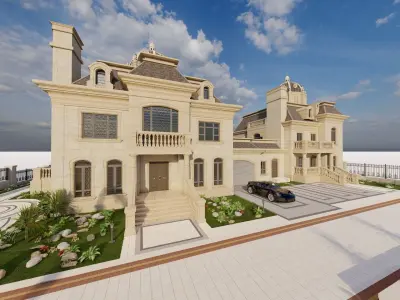 King House-Classic stone facade-Building Classic Facade Element 3D model