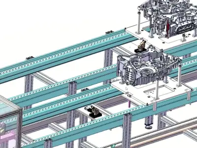  Engine Assembly Line Conveyor System 3D model