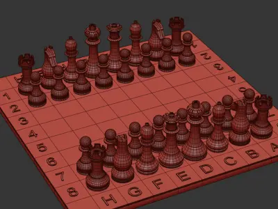 Glass Chess Low-poly 3D model