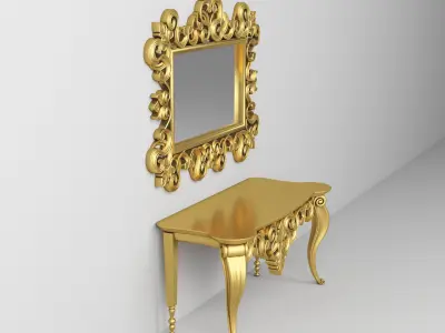 Classic Console Table and Mirror 001 3D model