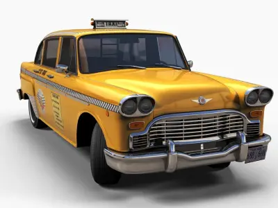 Yellow Taxi Cab Low-poly 3D model
