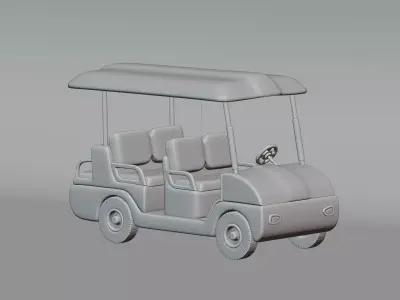 Cartoon Golf car Low-poly 3D model