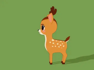 Stylized Toon Deer Low-poly 3D model