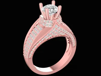 Luxury Halo Diamond Engagement Ring for Women  2693 3D print model
