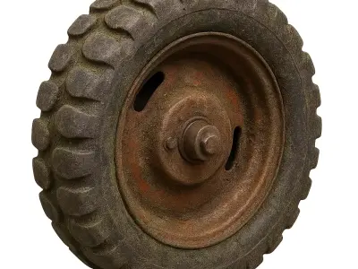 Rusty Wheel and Tire 3D model