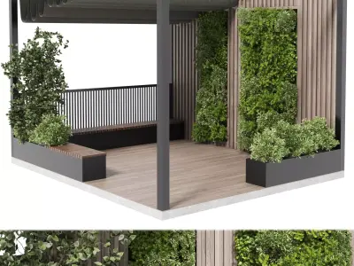 Landscape Furniture with Pergola and Roof garden 17 3D model