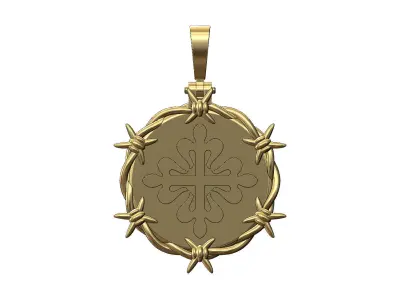 PP watch logo barbwire thornes pendant with bail 3D print model