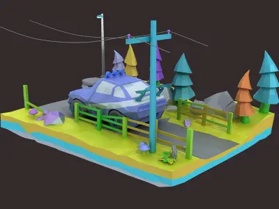 low poly car Cartoon Car collection toon vehicle  sport classic  3D model