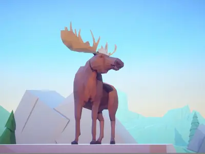 Poly Art Moose Low-poly 3D model
