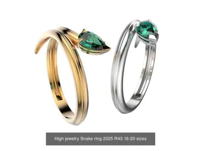 High jewelry snake set 2025 rings earrings pendant necklace 3D Model Pack