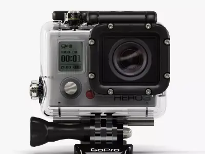 GoPro Hero3 action camera with Waterhousing Low-poly 3D model