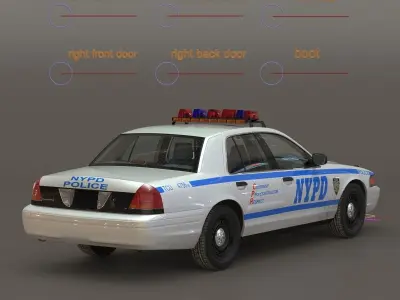 Generic Police Car NYPD Rigged 3D model