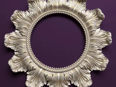 Carved round frame with acanthus leaves 3D model