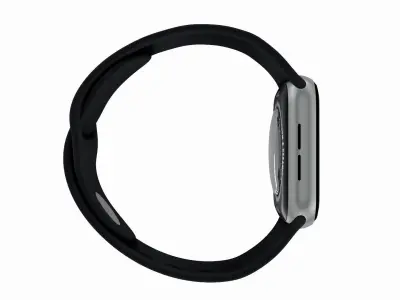 Apple Watch SE - Silver Aluminium Case with Midnight Sport Band Low-poly 3D model