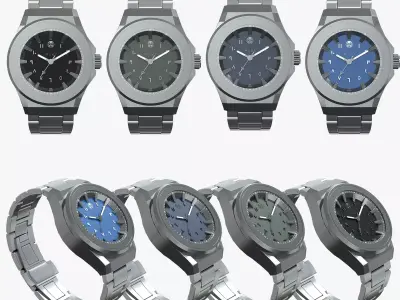 Silver Watch With Various Dial Variations 3D model