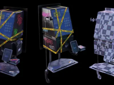 Cyberpunk Phone Cabin Low-poly 3D model