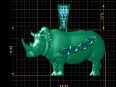 RHINO CHARM ANIMAL PENDANT 3D PRINTABLE MODEL  3D print model