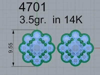 Flower Stud Earring 4701 3D print model