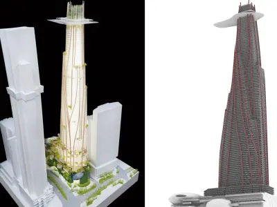 Urban Tree Skyscrapers 3D model