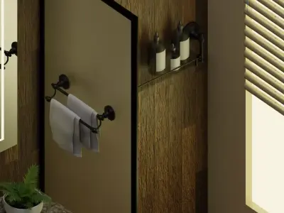 Isometric Bathroom Scene - Stylized Low-Poly Interior Low-poly 3D model