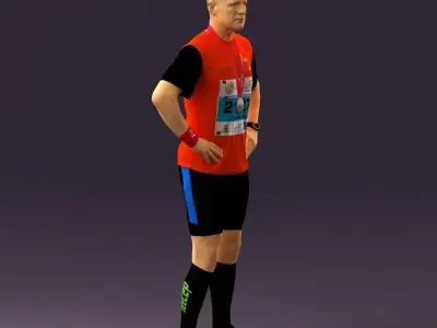 Man in red runner uniform 0916 3D model