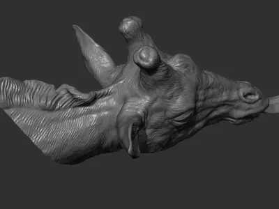 Giraffe head with tongue 3D print model