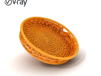 Wicker Basket Tray D Model Pack Low-poly 3D model