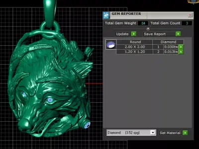 Gold wolf pendant 3D printable model  3D print model