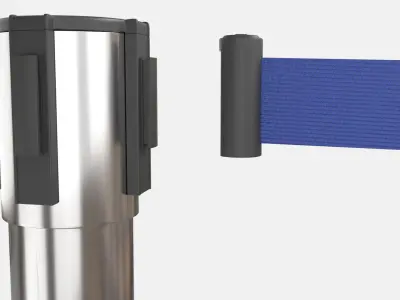Stanchion with Blue Retractable Belt 3D model