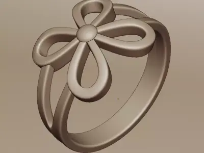 Elegant Loop Flower Ring - Minimalist Floral Jewelry 3D print model