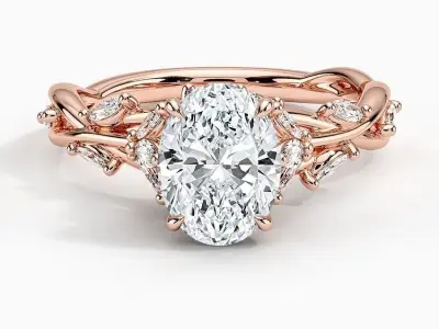 DIAMOND oval ring jewelry for woman 3D print model