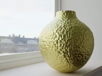 Decorative gold hammered vase Low-poly 3D model