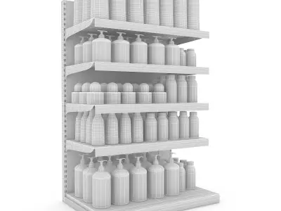 cosmetic product market stand 07 Low-poly 3D model