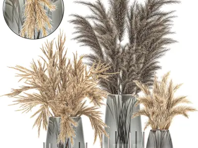 Bouquet of dried flowers in a vase 102 3D model